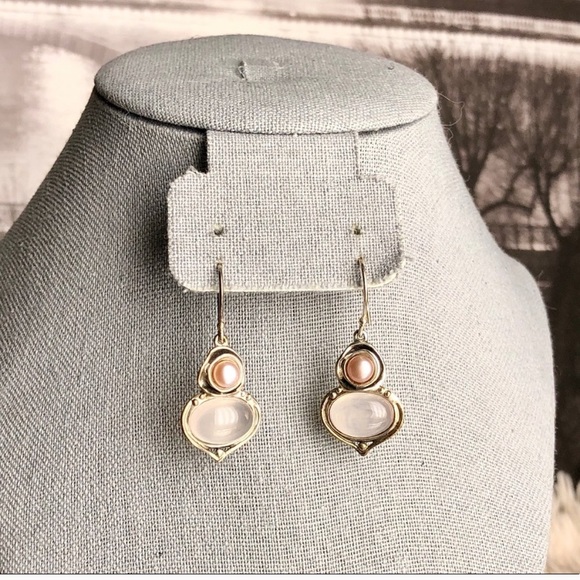 Hagit Gorali Cultured Pearls w Pink Gem Earrings - Picture 4 of 4